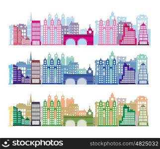 Silhouette of a city. Silhouette of a city landscape with skyscrapers and city buildings