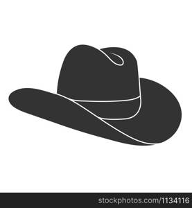 Silhouette of a cowboy hat. Headdress icon, hat. Isolated outline on a white background. Flat style
