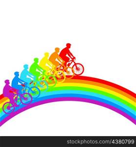 Silhouette of a cyclist a rainbow male. vector illustration.
