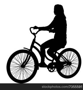 Silhouette of a cyclist female on white background.. Silhouette of a cyclist female on white background