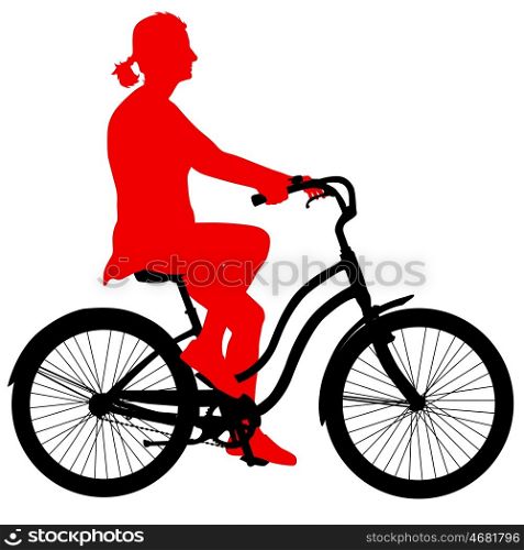 Silhouette of a cyclist girl. vector illustration. Silhouette of a cyclist girl. vector illustration.