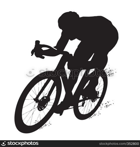 Silhouette of a cyclist male on white background. Vector illustrations.