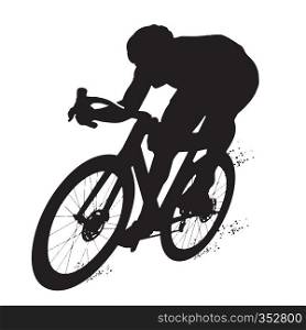 Silhouette of a cyclist male on white background. Vector illustrations.