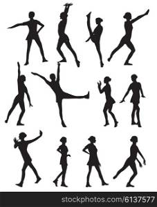 Silhouette of a Dancing Woman Vector Illustration EPS10. Silhouette of a Dancing Woman Vector Illustration