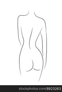 Silhouette of a female figure lines vector image