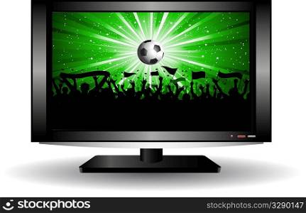 Silhouette of a football crowd on an LCD television
