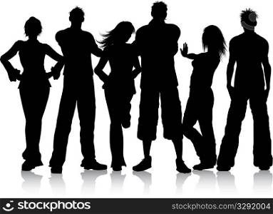 Silhouette of a group of young people