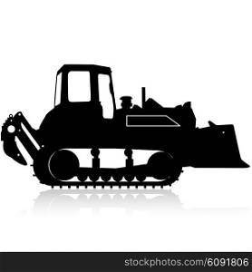 Silhouette of a heavy loaders with a ladle. Vector illustration.