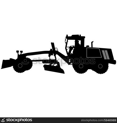 Silhouette of a heavy road grader. Vector illustration. Silhouette of a heavy road grader. Vector illustration.