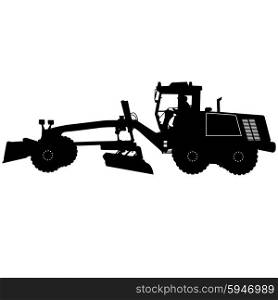 Silhouette of a heavy road grader. Vector illustration. Silhouette of a heavy road grader. Vector illustration.