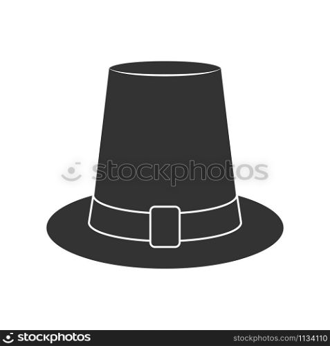 Silhouette of a high-crowned hat. Headdress icon, hat. Isolated outline on a white background. Flat style