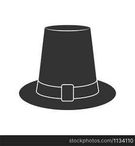 Silhouette of a high-crowned hat. Headdress icon, hat. Isolated outline on a white background. Flat style