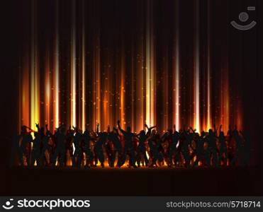 Silhouette of a huge crowd of party people on an abstract background
