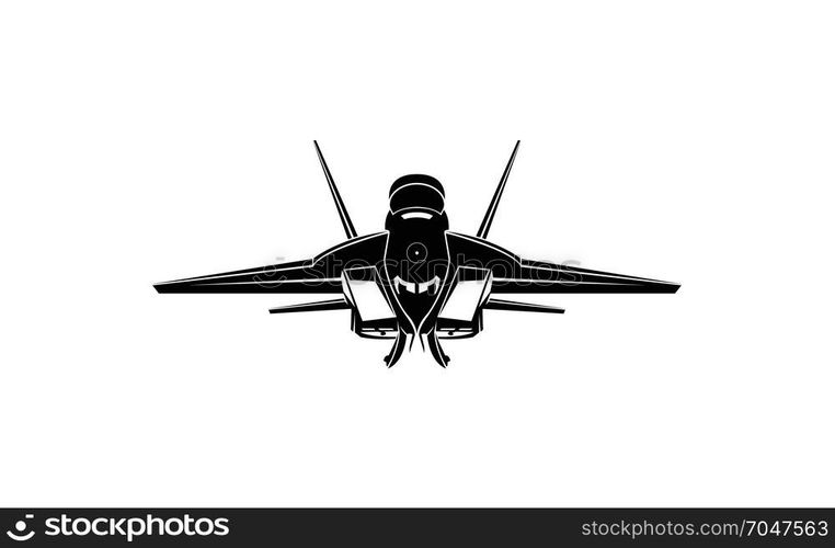 Silhouette of a hunting plane seen from the front