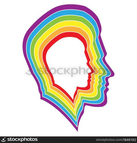 silhouette of a male face in LGBT colors. Flat style.