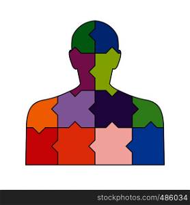 silhouette of a man is made up of puzzle elements, color flat design