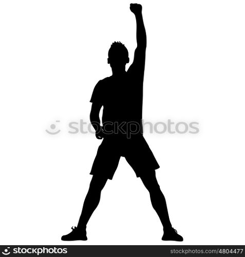 Silhouette of a man with his hand raised. Vector illustration. Silhouette of a man with his hand raised. Vector illustration.