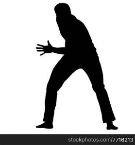 Silhouette of a Martial Arts on a white background.. Silhouette of a Martial Arts on a white background