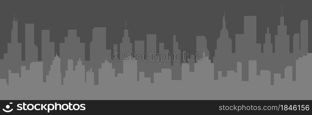 silhouette of a modern city. Night city landscape. Flat style.