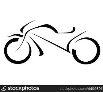 Silhouette of a motorcycle on a white background