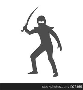silhouette of a ninja with a sword. Simple vector illustration. flat style
