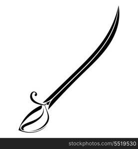 Silhouette of a pirate sword on a white background