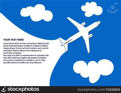 Silhouette of a plane on a blue background, image la design and decoration
