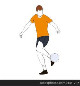 Silhouette of a soccer player with a ball. Football player kicks the ball. One line illustration. Vector illustration.. Silhouette of a soccer player with a ball. Football player kicks the ball. Continuous line drawing. One line illustration. Vector illustration