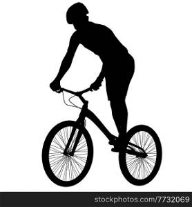 Silhouette of a sports cyclist on a white background.. Silhouette of a sports cyclist on a white background