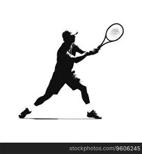 Silhouette of a tennis player. Vector illustration.