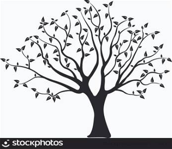 silhouette of a tree isolated on white