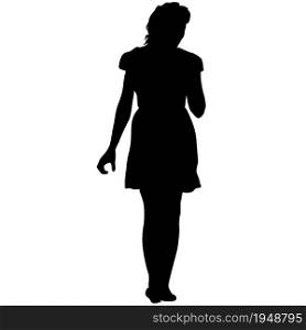 Silhouette of a walking girl on a white background.. Silhouette of a walking girl on a white background