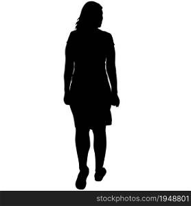 Silhouette of a walking girl on a white background.. Silhouette of a walking girl on a white background