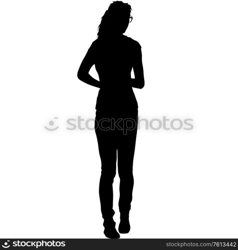 Silhouette of a walking girl on a white background.. Silhouette of a walking girl on a white background