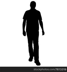 Silhouette of a walking man on a white background.. Silhouette of a walking man on a white background