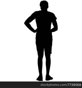 Silhouette of a walking man on a white background.. Silhouette of a walking man on a white background