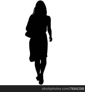 Silhouette of a walking woman on a white background.. Silhouette of a walking woman on a white background