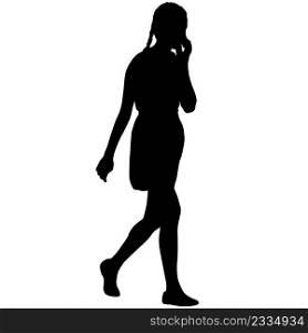 Silhouette of a walking women on a white background.. Silhouette of a walking women on a white background