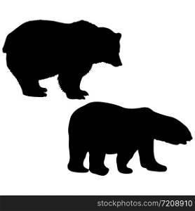 Silhouette of a white and brown bear on a white background.. Silhouette of a white and brown bear on a white background