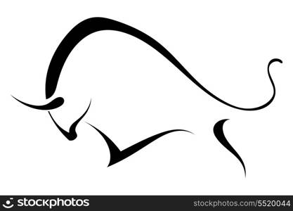 Silhouette of a wild bull.