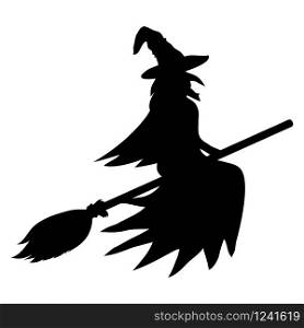 silhouette of a witch on a broomstick on Halloween vector. silhouette of a witch on a broomstick on Halloween