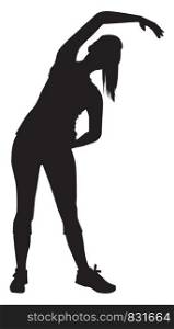 Silhouette of a woman how stretches out , illustration, vector on white background.
