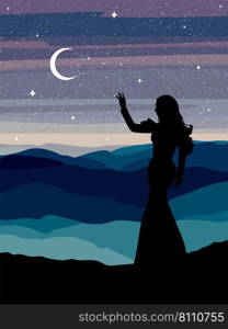 Silhouette of a woman in a long dress Royalty Free Vector