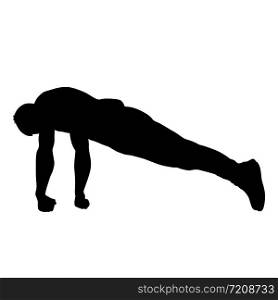 Silhouette of an acrobat standing on hands, on a white background.. Silhouette of an acrobat standing on hands, on a white background