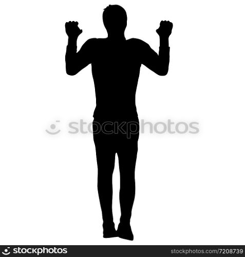 Silhouette of an acrobat standing on hands, on a white background.. Silhouette of an acrobat standing on hands, on a white background