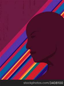 Silhouette of an african-american male, retro background.
