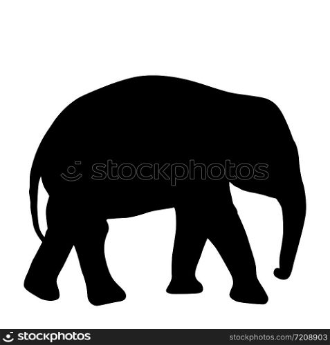 Silhouette of an African baby elephant on a white background.. Silhouette of an African baby elephant on a white background