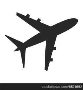 Silhouette of an airplane on a white background for use in web design.  Vector isolated image for use in travel design