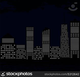Silhouette of Big City on Background of Dark Sky. Vector Illustration. EPS10. Silhouette of Big City on Background Dark Sky. Vector Illustr
