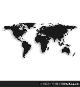 Silhouette of black world map, vector illustration.